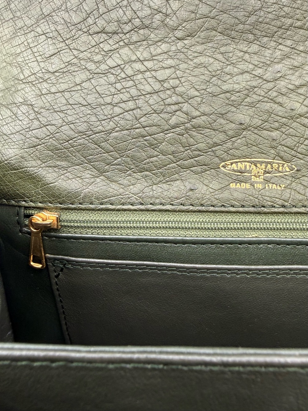 🇮🇹SANTAMARIA MILANO • Green Exotic Genuine OSTRICH 23 Bag • Made in ITALY - Picture 12 of 16